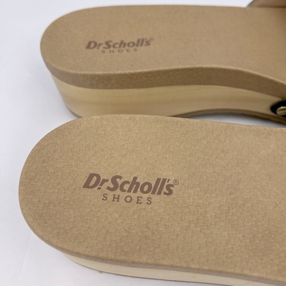 Dr Scholl’s SHOES, NAVY BLUE LEATHER TOP, ADJUSTABLE TOP STRAP, WOODEN SOLE, 9M - Picture 13 of 16